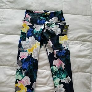 NWT Blue Floral Leggings High Waisted Compression